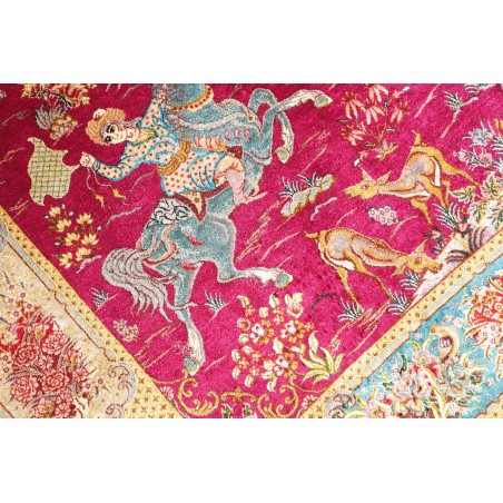 Tappeto Ghom seta Persia marrone grigio 100x148