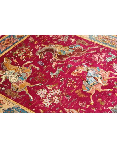 Tappeto Ghom seta Persia marrone grigio 100x148