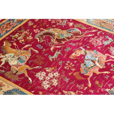 Tappeto Ghom seta Persia marrone grigio 100x148