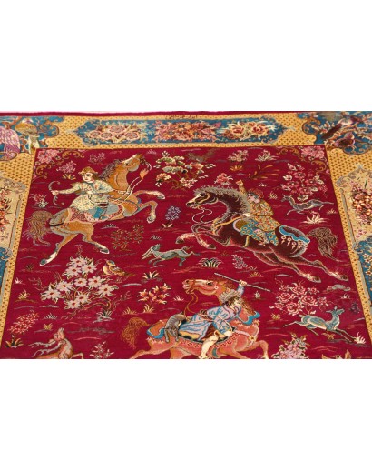 Tappeto Ghom seta Persia marrone grigio 100x148