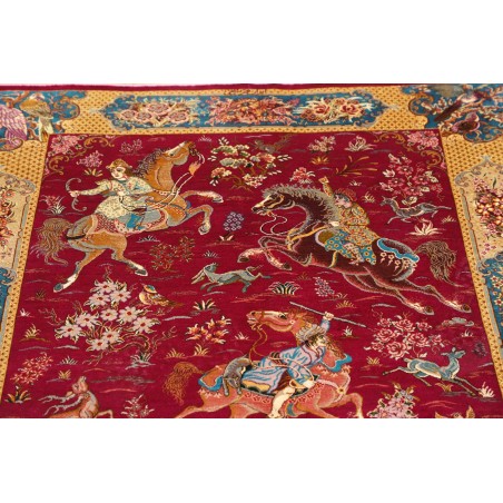 Tappeto Ghom seta Persia marrone grigio 100x148