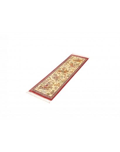 Tappeto Ghom seta Persia giallo verde 38x132