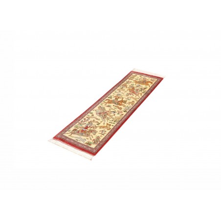 Tappeto Ghom seta Persia giallo verde 38x132