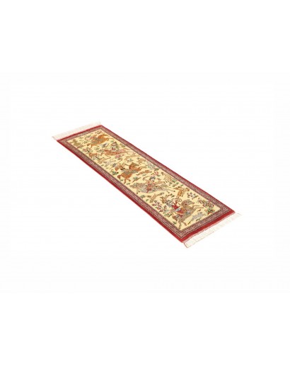Tappeto Ghom seta Persia giallo verde 38x132