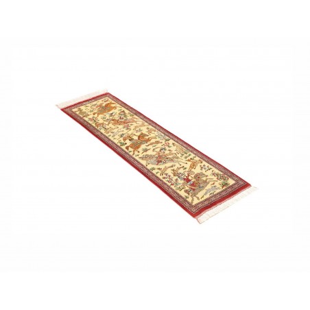 Tappeto Ghom seta Persia giallo verde 38x132