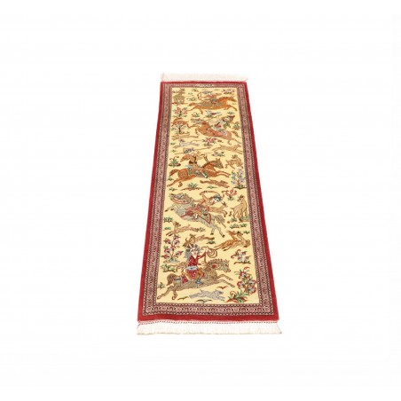 Tappeto Ghom seta Persia giallo verde 38x132