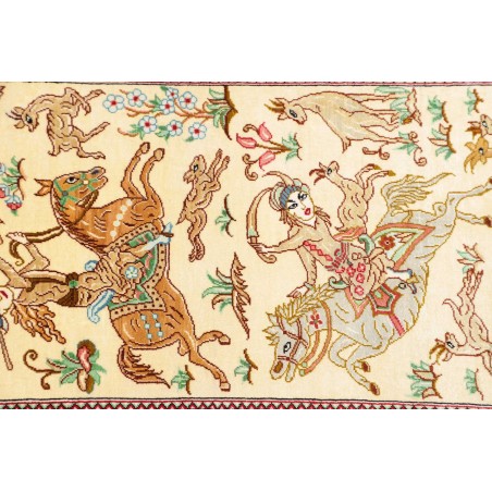 Tappeto Ghom seta Persia giallo verde 38x132