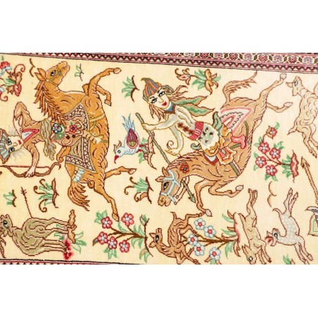 Tappeto Ghom seta Persia giallo verde 38x132