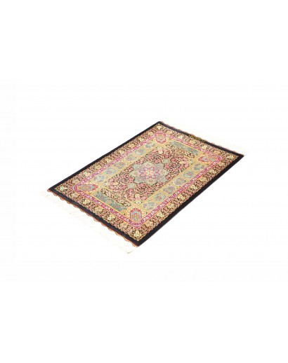 Tappeto Ghom seta Persia giallo grigio 61x87
