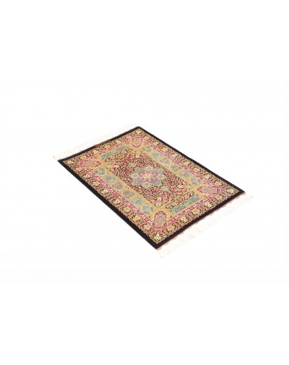Tappeto Ghom seta Persia giallo grigio 61x87