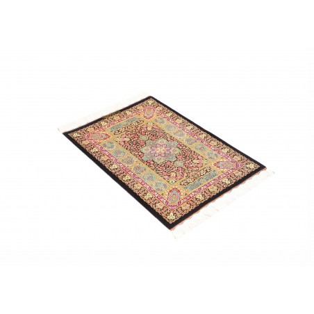 Tappeto Ghom seta Persia giallo grigio 61x87