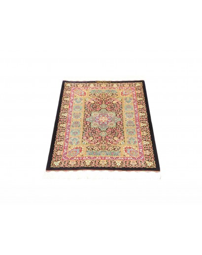 Tappeto Ghom seta Persia giallo grigio 61x87