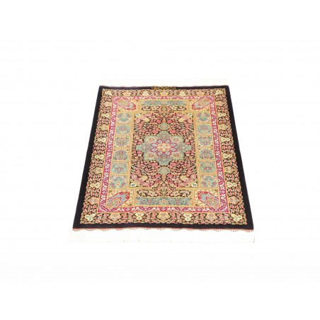 Tappeto Ghom seta Persia giallo grigio 61x87