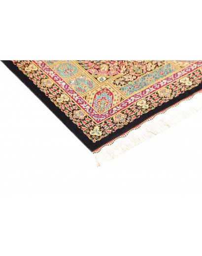 Tappeto Ghom seta Persia giallo grigio 61x87
