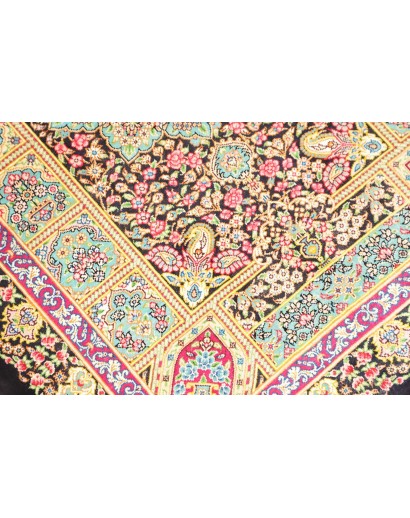 Tappeto Ghom seta Persia giallo grigio 61x87