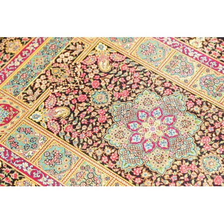 Tappeto Ghom seta Persia giallo grigio 61x87