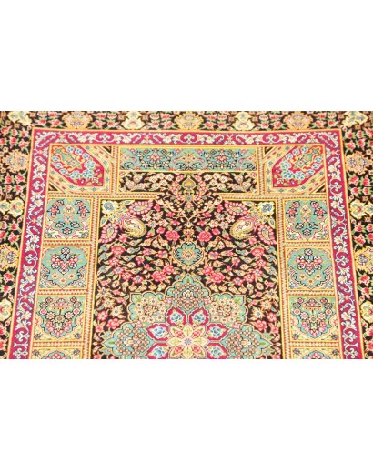 Tappeto Ghom seta Persia giallo grigio 61x87