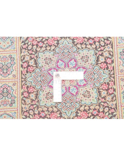 Tappeto Ghom seta Persia giallo grigio 61x87