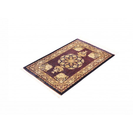 Tappeto Ghom seta Persia marrone 61x90
