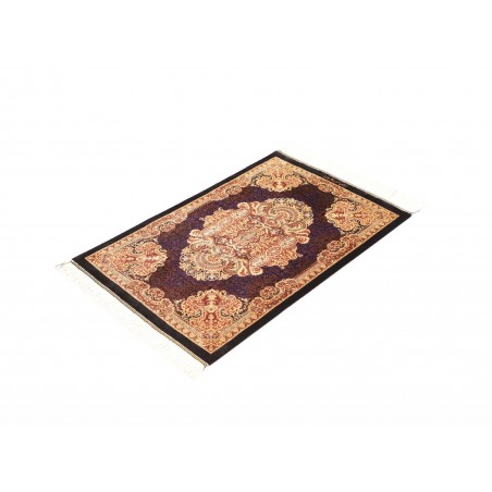 Tappeto Ghom seta Persia marrone 60x91
