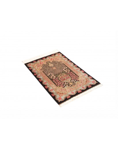 Tappeto Ghom seta Persia giallo marrone 60x89