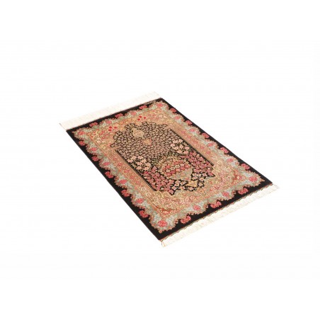 Tappeto Ghom seta Persia giallo marrone 60x89