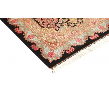 Tappeto Ghom seta Persia giallo marrone 60x89