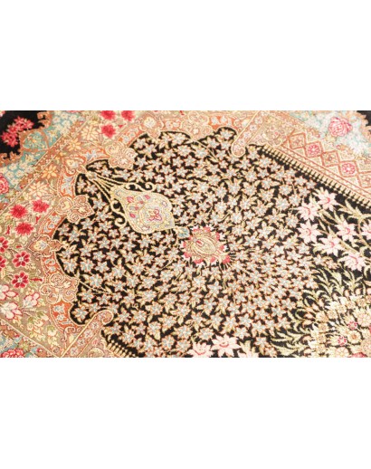 Tappeto Ghom seta Persia giallo marrone 60x89