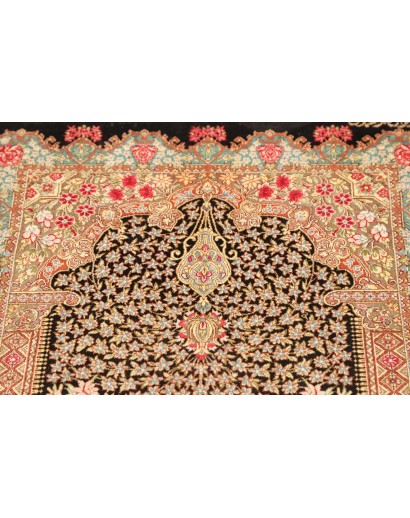 Tappeto Ghom seta Persia giallo marrone 60x89