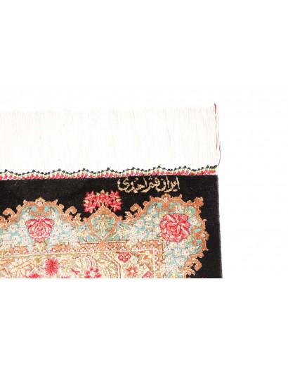 Tappeto Ghom seta Persia giallo marrone 60x89
