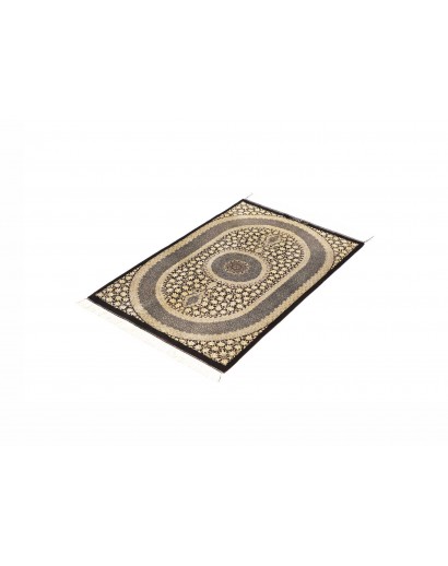 Tappeto Ghom seta Persia marrone azzurro 61x91