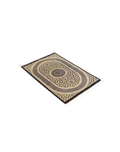 Tappeto Ghom seta Persia marrone azzurro 61x91