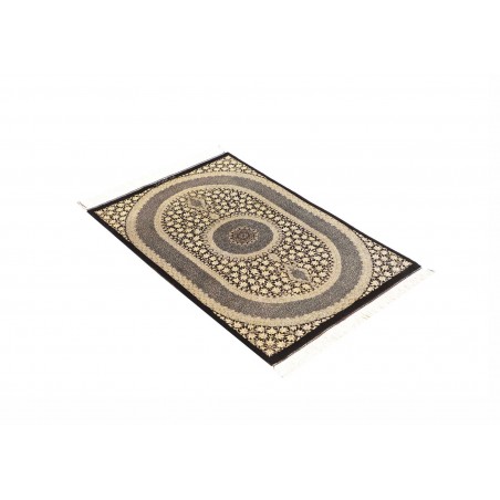 Tappeto Ghom seta Persia marrone azzurro 61x91