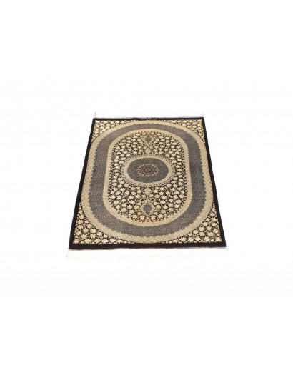 Tappeto Ghom seta Persia marrone azzurro 61x91