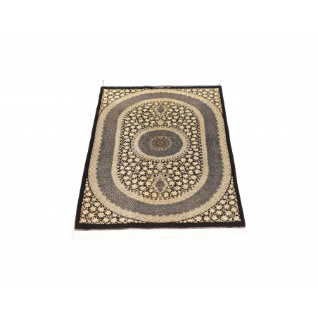 Tappeto Ghom seta Persia marrone azzurro 61x91