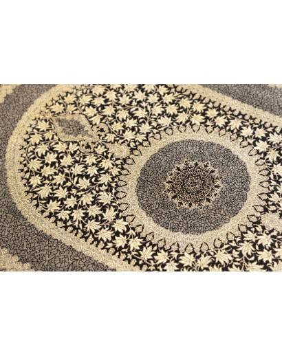 Tappeto Ghom seta Persia marrone azzurro 61x91