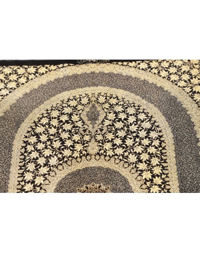Tappeto Ghom seta Persia marrone azzurro 61x91