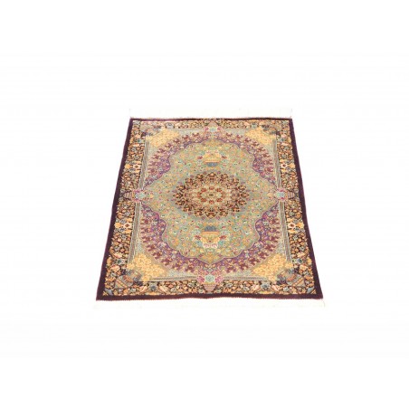 Tappeto Ghom seta Persia marrone verde 60x84