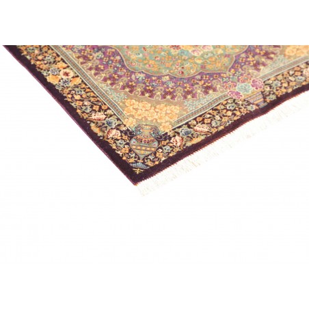 Tappeto Ghom seta Persia marrone verde 60x84
