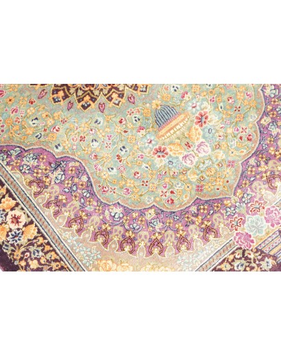 Tappeto Ghom seta Persia marrone verde 60x84