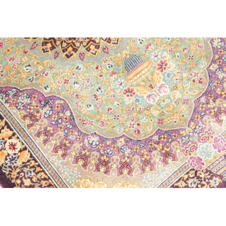 Tappeto Ghom seta Persia marrone verde 60x84