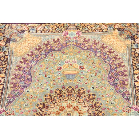 Tappeto Ghom seta Persia marrone verde 60x84
