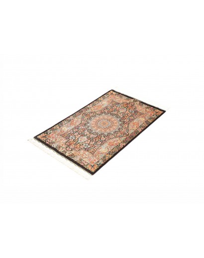 Tappeto Ghom seta Persia marrone grigio 58x90
