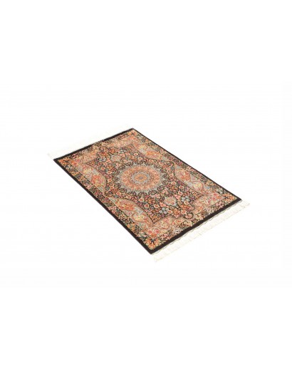 Tappeto Ghom seta Persia marrone grigio 58x90