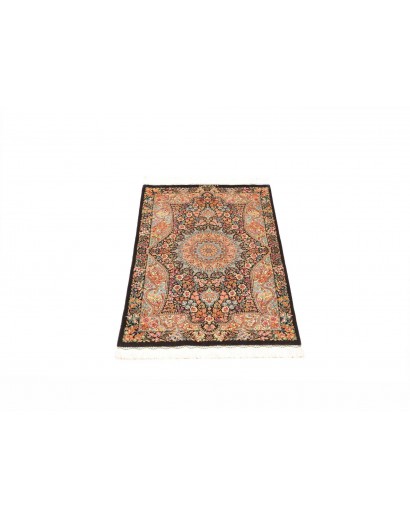 Tappeto Ghom seta Persia marrone grigio 58x90