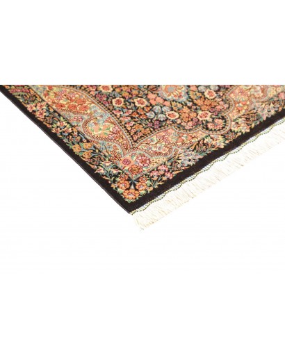 Tappeto Ghom seta Persia marrone grigio 58x90