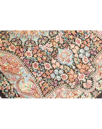 Tappeto Ghom seta Persia marrone grigio 58x90