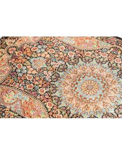Tappeto Ghom seta Persia marrone grigio 58x90