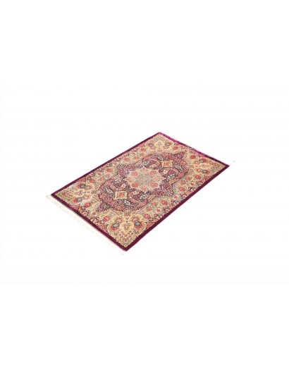 Tappeto Ghom seta Persia beige grigio 61x94