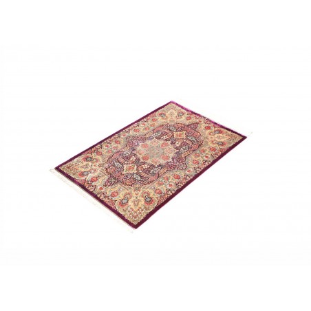 Tappeto Ghom seta Persia beige grigio 61x94